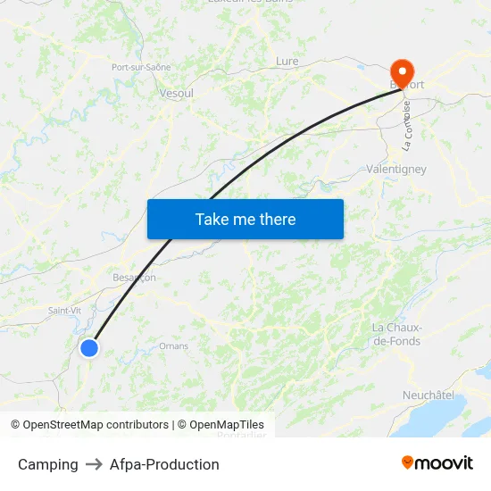 Camping to Afpa-Production map
