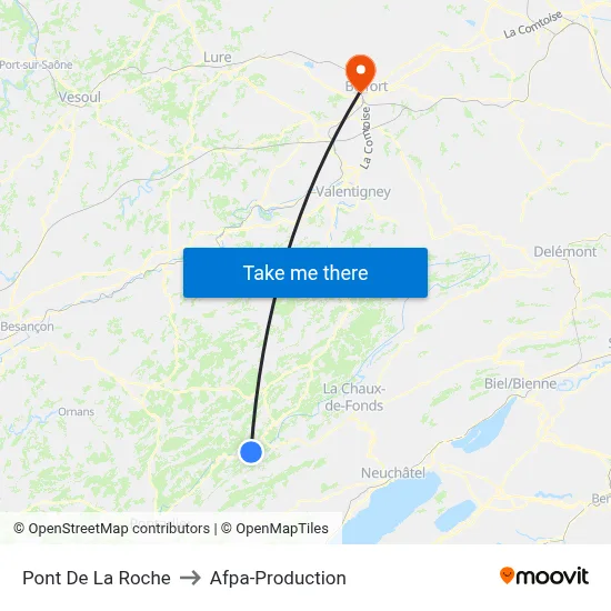 Pont De La Roche to Afpa-Production map