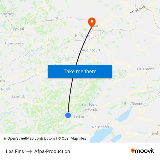 Les Fins to Afpa-Production map