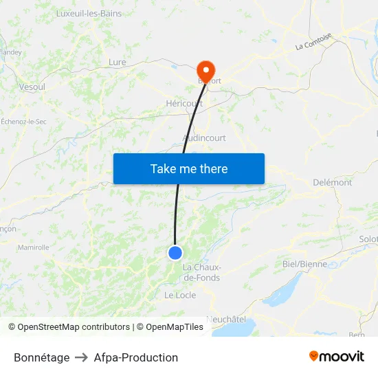 Bonnétage to Afpa-Production map