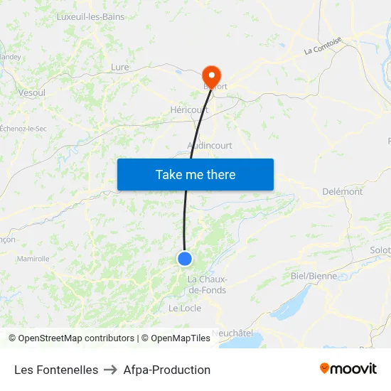Les Fontenelles to Afpa-Production map