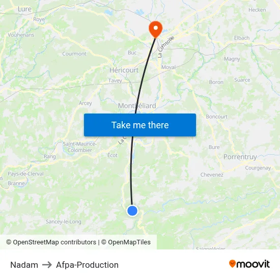 Nadam to Afpa-Production map