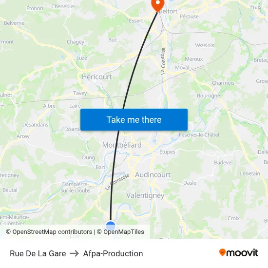 Rue De La Gare to Afpa-Production map