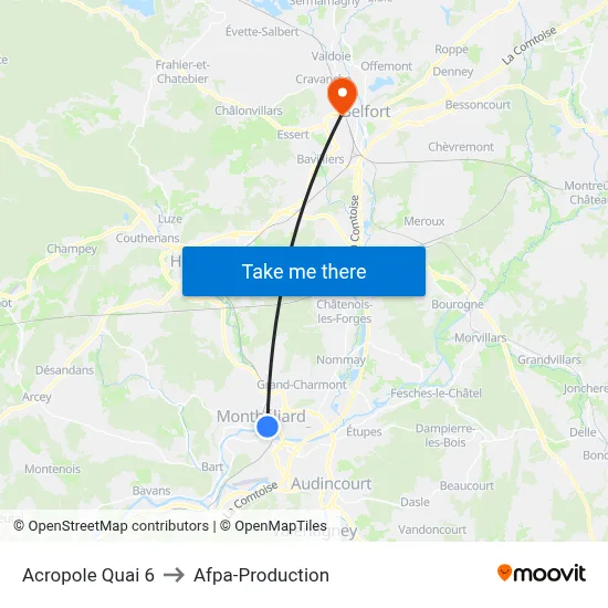 Acropole Quai 6 to Afpa-Production map