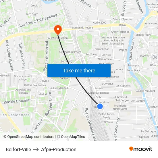 Belfort-Ville to Afpa-Production map