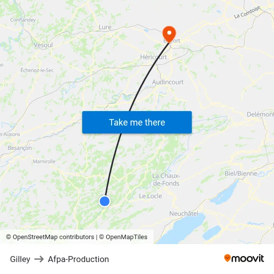 Gilley to Afpa-Production map