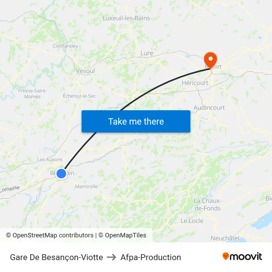 Gare De Besançon-Viotte to Afpa-Production map