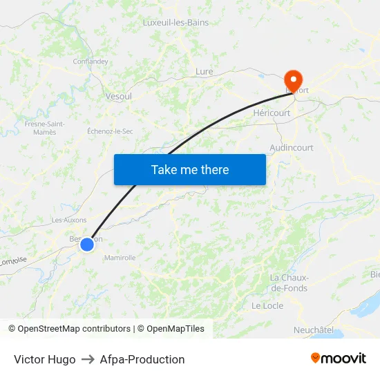 Victor Hugo to Afpa-Production map