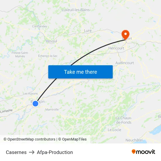 Casernes to Afpa-Production map