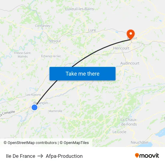 Ile De France to Afpa-Production map