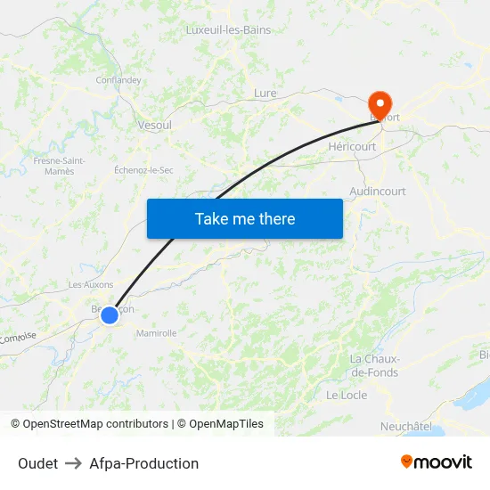 Oudet to Afpa-Production map