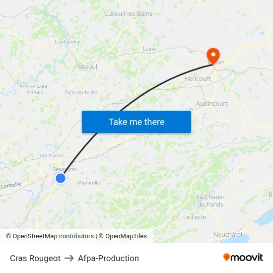 Cras Rougeot to Afpa-Production map