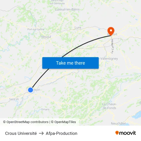 Crous Université to Afpa-Production map