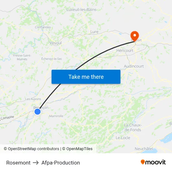 Rosemont to Afpa-Production map