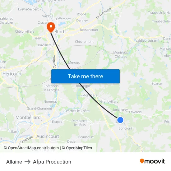 Allaine to Afpa-Production map