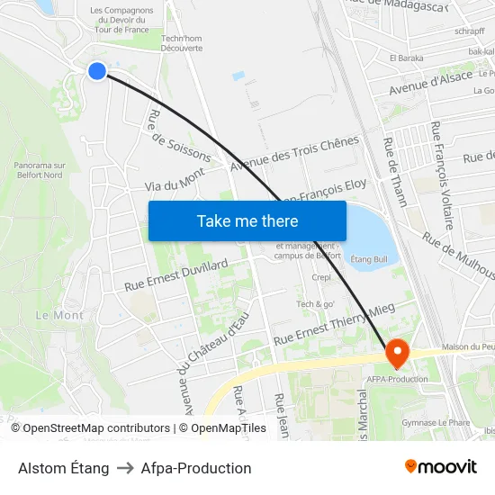 Alstom Étang to Afpa-Production map