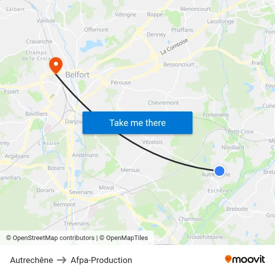 Autrechêne to Afpa-Production map