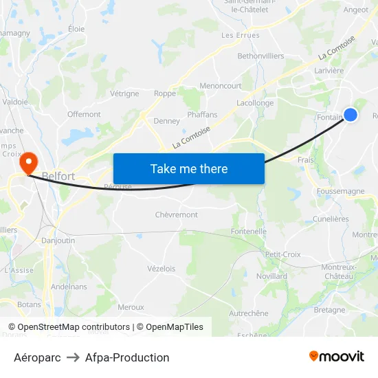 Aéroparc to Afpa-Production map