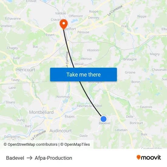 Badevel to Afpa-Production map
