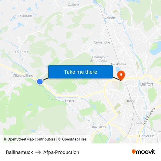 Ballinamuck to Afpa-Production map