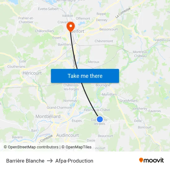 Barrière Blanche to Afpa-Production map