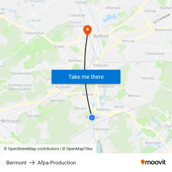 Bermont to Afpa-Production map
