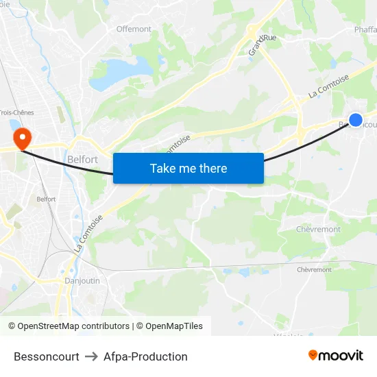 Bessoncourt to Afpa-Production map