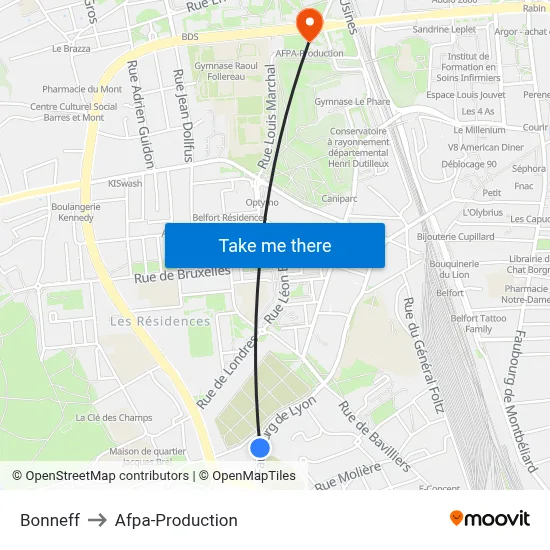 Bonneff to Afpa-Production map