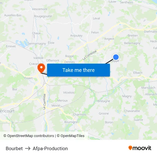 Bourbet to Afpa-Production map