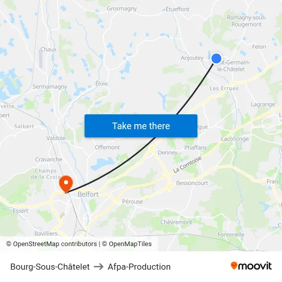 Bourg-Sous-Châtelet to Afpa-Production map