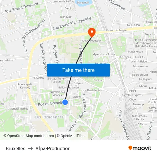 Bruxelles to Afpa-Production map