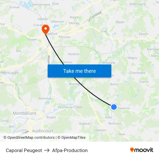 Caporal Peugeot to Afpa-Production map