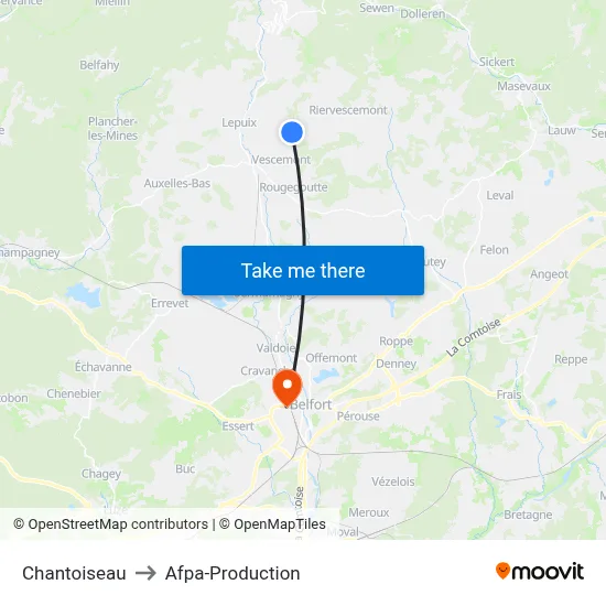 Chantoiseau to Afpa-Production map