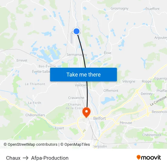 Chaux to Afpa-Production map