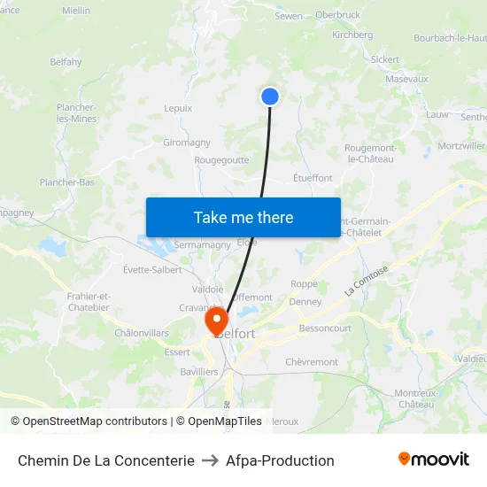 Chemin De La Concenterie to Afpa-Production map