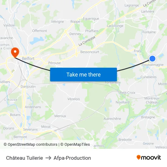 Château Tuilerie to Afpa-Production map