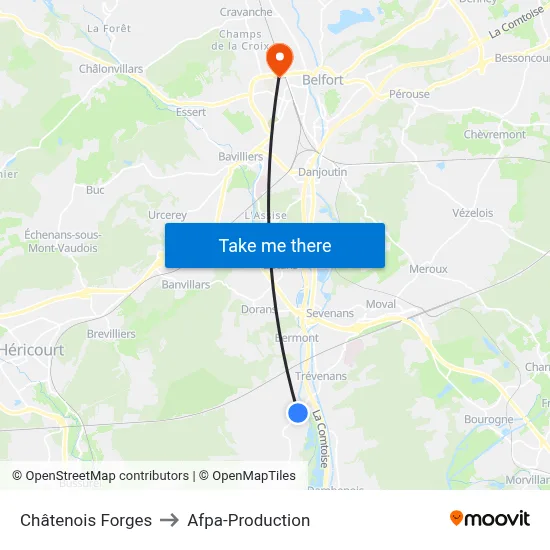 Châtenois Forges to Afpa-Production map