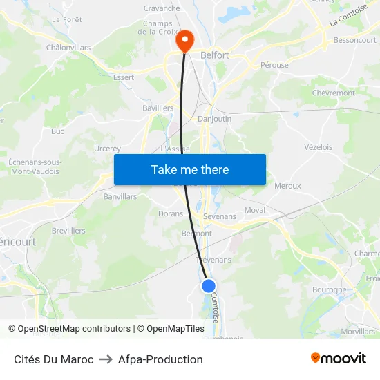 Cités Du Maroc to Afpa-Production map