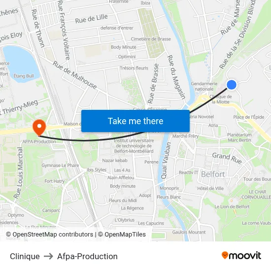 Clinique to Afpa-Production map