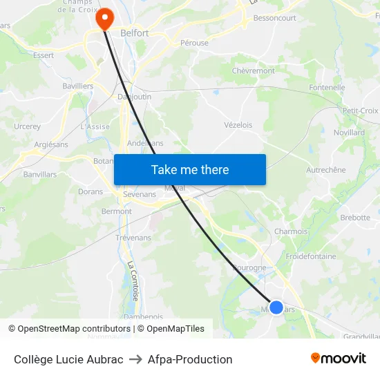 Collège Lucie Aubrac to Afpa-Production map