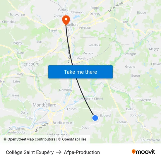 Collège Saint Exupéry to Afpa-Production map