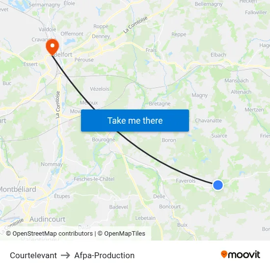 Courtelevant to Afpa-Production map