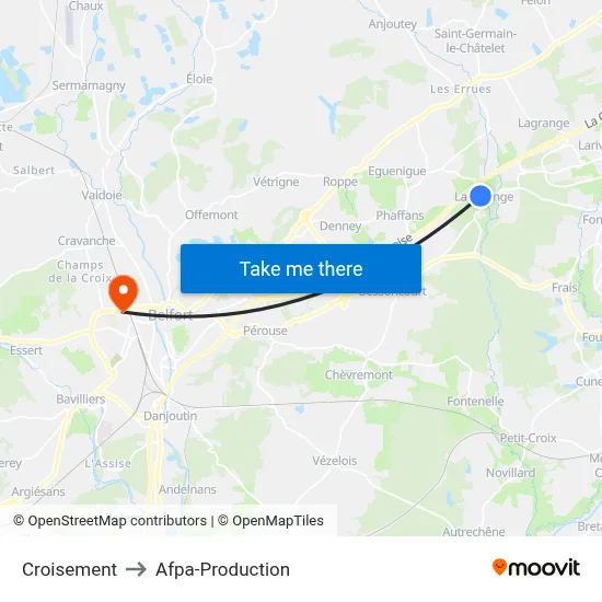 Croisement to Afpa-Production map