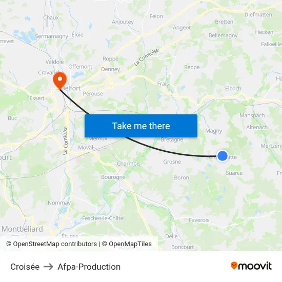 Croisée to Afpa-Production map