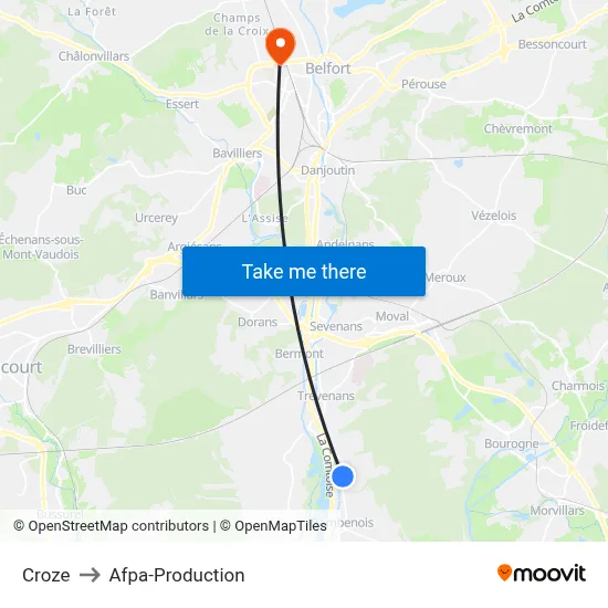 Croze to Afpa-Production map