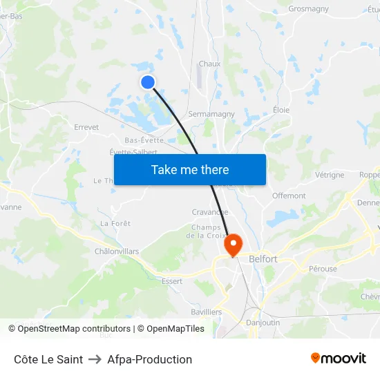Côte Le Saint to Afpa-Production map
