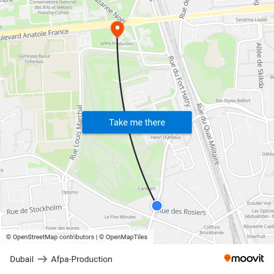 Dubail to Afpa-Production map