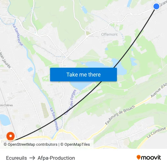 Ecureuils to Afpa-Production map
