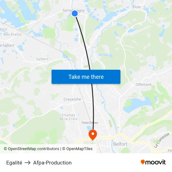 Egalité to Afpa-Production map