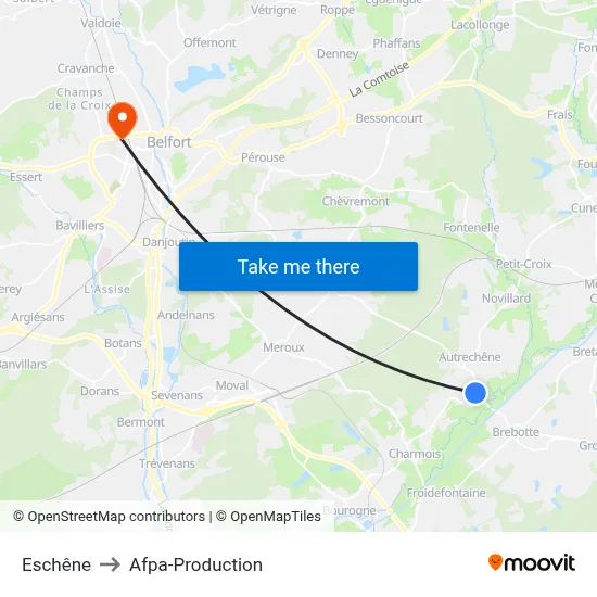Eschêne to Afpa-Production map